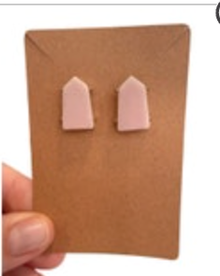 Pink Gold Tone Geometric Post Earrings Classic Preppy
