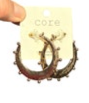 Core Gold Tone Large Hoop Earrings Brutalist Modern Classy