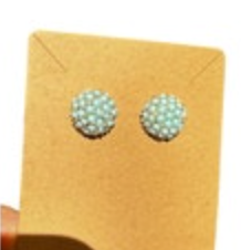 Turquoise Cabochon Silvertone Post Earrings Classic