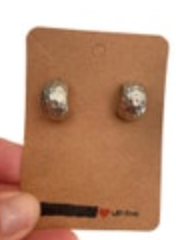 Silvertone Hammered Small Hoop Style Post Earrings Classic