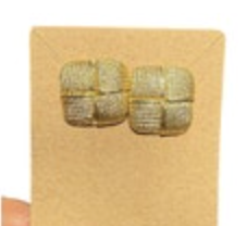 Gold Tone Square Vintage Rope Style Post Earrings Classic