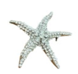 Large Starfish Rhinestone Brooch Ocean Beach Pin Silver Tone Jewelry Unisex