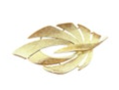 Vintage Monet Signed Gold Tone Leaf Brooch 1980s Textured Metal