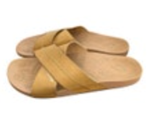 Olukai Black Leather Kipe a Olu Women’s Crisscross Slide Sandals Size 11 Tan