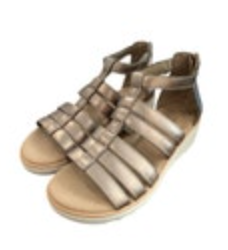 Clarks Collection Gladiator Wedge Sandals Jillian Pewter Metallic Size 7