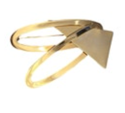 Unsigned Modernist Geometric Gold Tone Brooch Abstract Triangle Pin Vintage