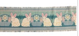 Table Runner Cotton Tapestry Bunny Rabbit Easter Decor Spring Fringed Edge