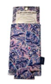 NWT Simply Southern Preppy Slim Can Holder Pink Blue Leaf Tropical Beach Coastal