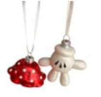 Hallmark Disney Minnie Mouse Ornament Set Glove And Skirt Glass