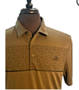 Adidas Men's Medium Olive Green Floral Chest Print Polo Shirt Golf Tennis