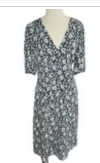 Gerard Darel Paris V-Neck Black White Floral Viscose Dress Womens EUR Size 42