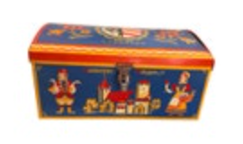 Vintage Haeberlein-Metzger Painted Tin Nurnberg Germany Colorful Hinged Box