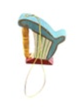 Wood Harp Christmas Ornament Holiday Hand Painted Vintage Collectible