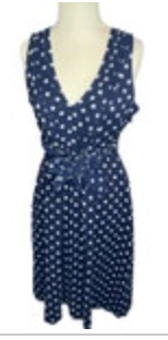 J Crew 4 Navy Blue Polka Dot Sleeveless Dress Vacation Business Party 74049