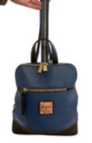 Valentina Italy Pebbled Leather Sling Backpack Purse Blue Convertible Gold Tone
