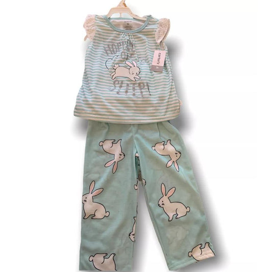 3T Carters Toddler Girls 3 Piece PJ Pajama Set Lightweight Spring "Hoppin . . ." Shorts Pants Top