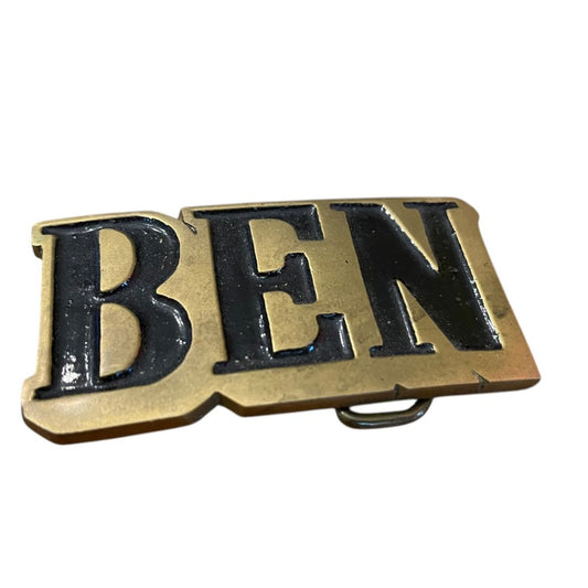 BEN Belt Buckle Solid Brass 4083 Taiwan 3.5x1.75 Inches 4083