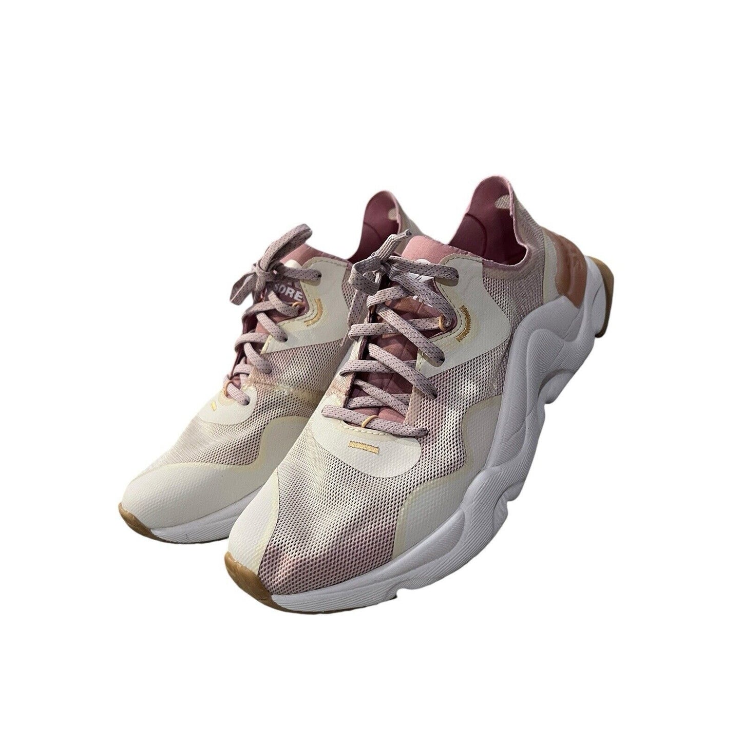 Size 9 Sorel Kinetic RNEGD Float Sneaker Women's Chalk Eraser Pink Mesh shoes