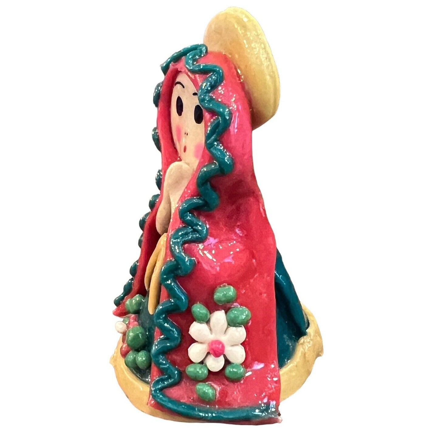 Mary NATIVITY Figure Handmade Mazapan Bread Dough Folk Art Glossy