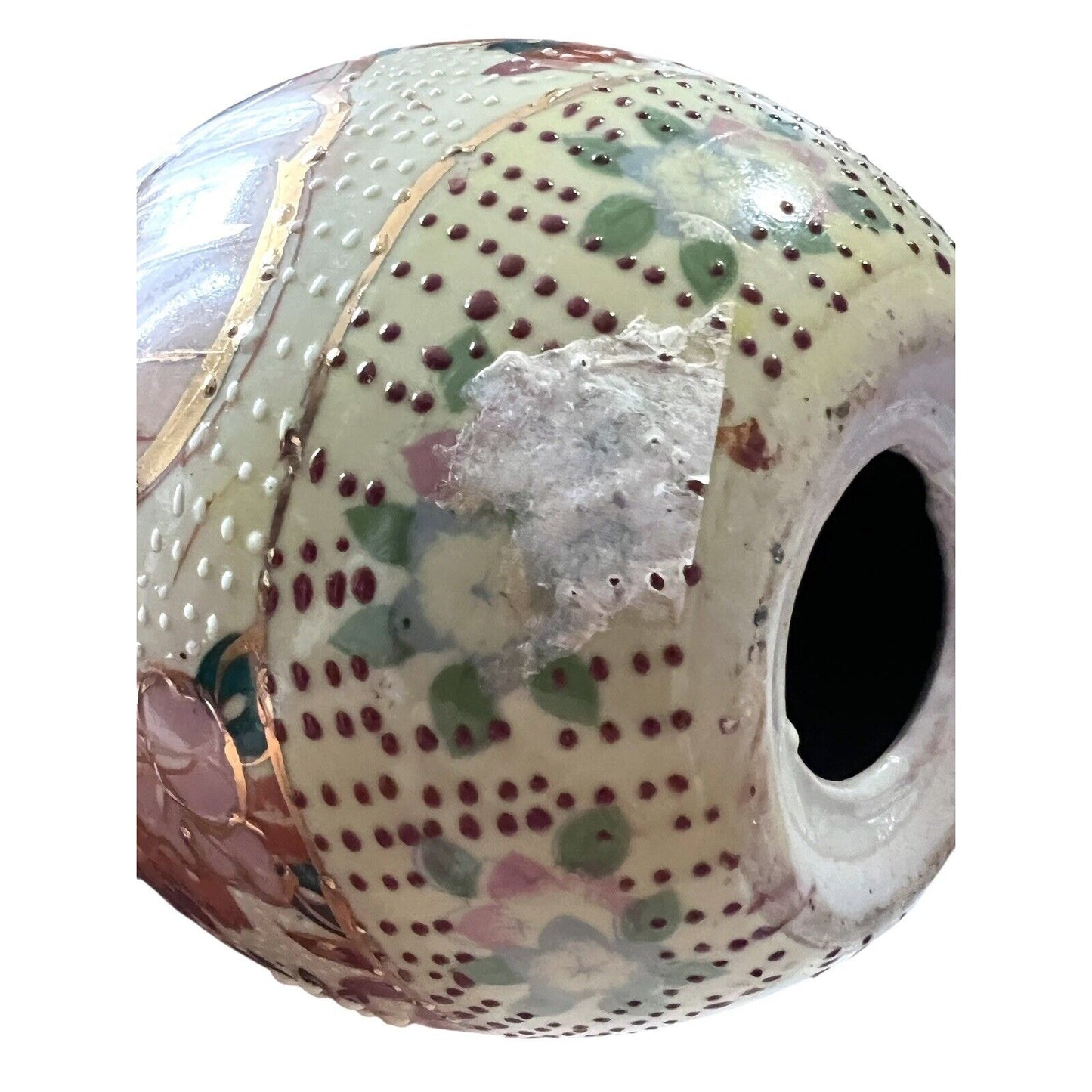 VTG Japanese Porcelain Hand Painted Egg Geisha Flowers Oriental 6 3/4” Tall