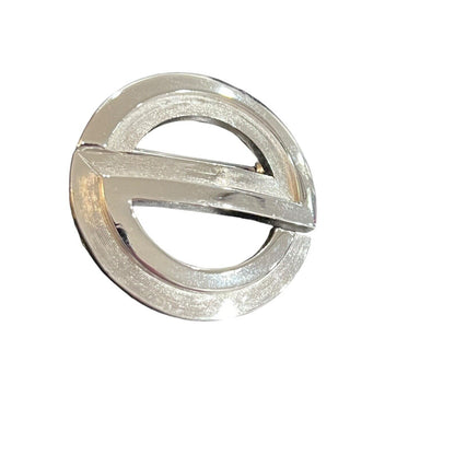 Vintage Trifari Brooch Circle Silver Tone Signed Shiny And Etched