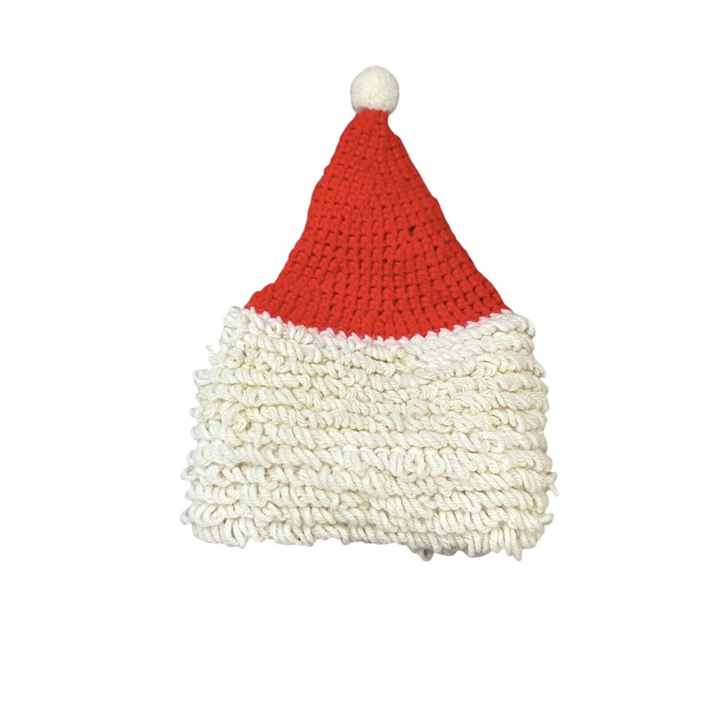 Kids Christmas Knitted Santa Beanie Hat Festive Holiday Party Vintage Handmade