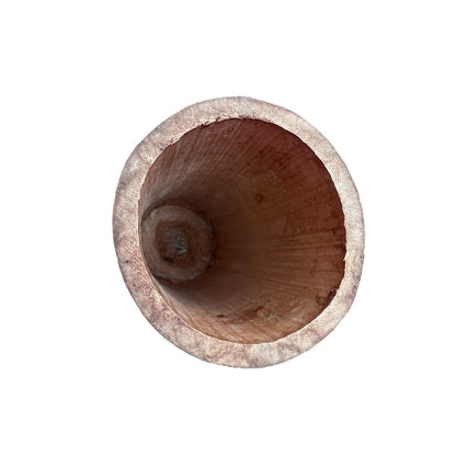 LARGE Vintage Hand Carved Wooden Bamboo Dry Flower Vase 8” Natural