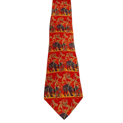 J GARCIA Tie Red Print Jerry Garcia Grateful Dead 56” Neck Tie Camel