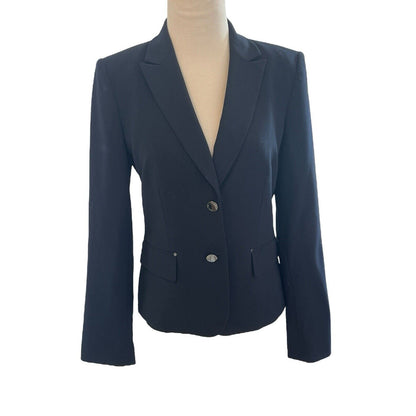 Size 4 Calvin Klein Navy Blue Blazer Jacket Classic Business Executive