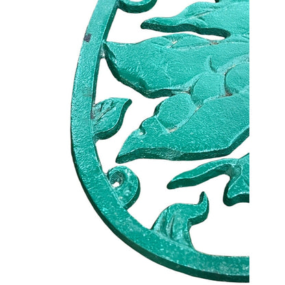 Vintage Green Cast Iron Peas Green Beans Kitchen Footed Trivet Taiwan