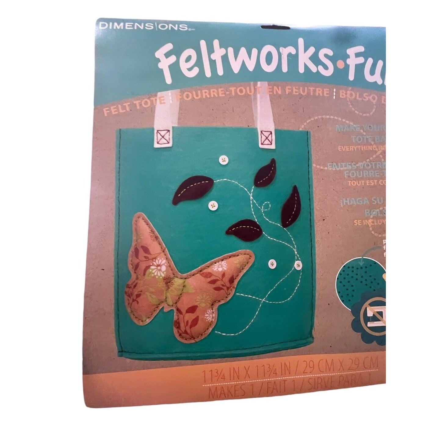 Butterfly Tote Bag Feltworks Fun Embroidery Kit by Dimensions NEW Sealed Kids