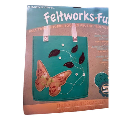 Butterfly Tote Bag Feltworks Fun Embroidery Kit by Dimensions NEW Sealed Kids