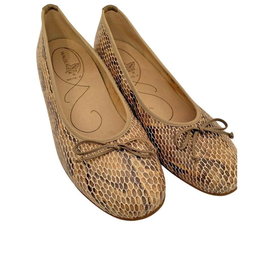 Size 10W Waldlaufer Weite H Wide Women's Brown Tan Reptile Print Flats Comfort Shoes