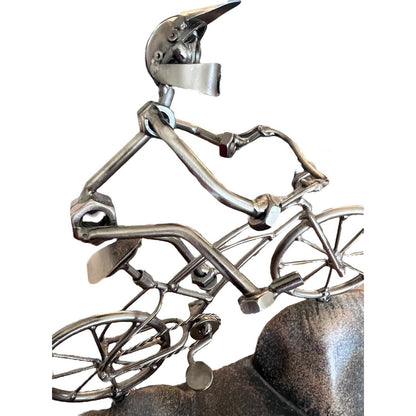 Bicycle Cyclist Nuts & Bolts Metal Sculpture BMX Bike Mountain Bike