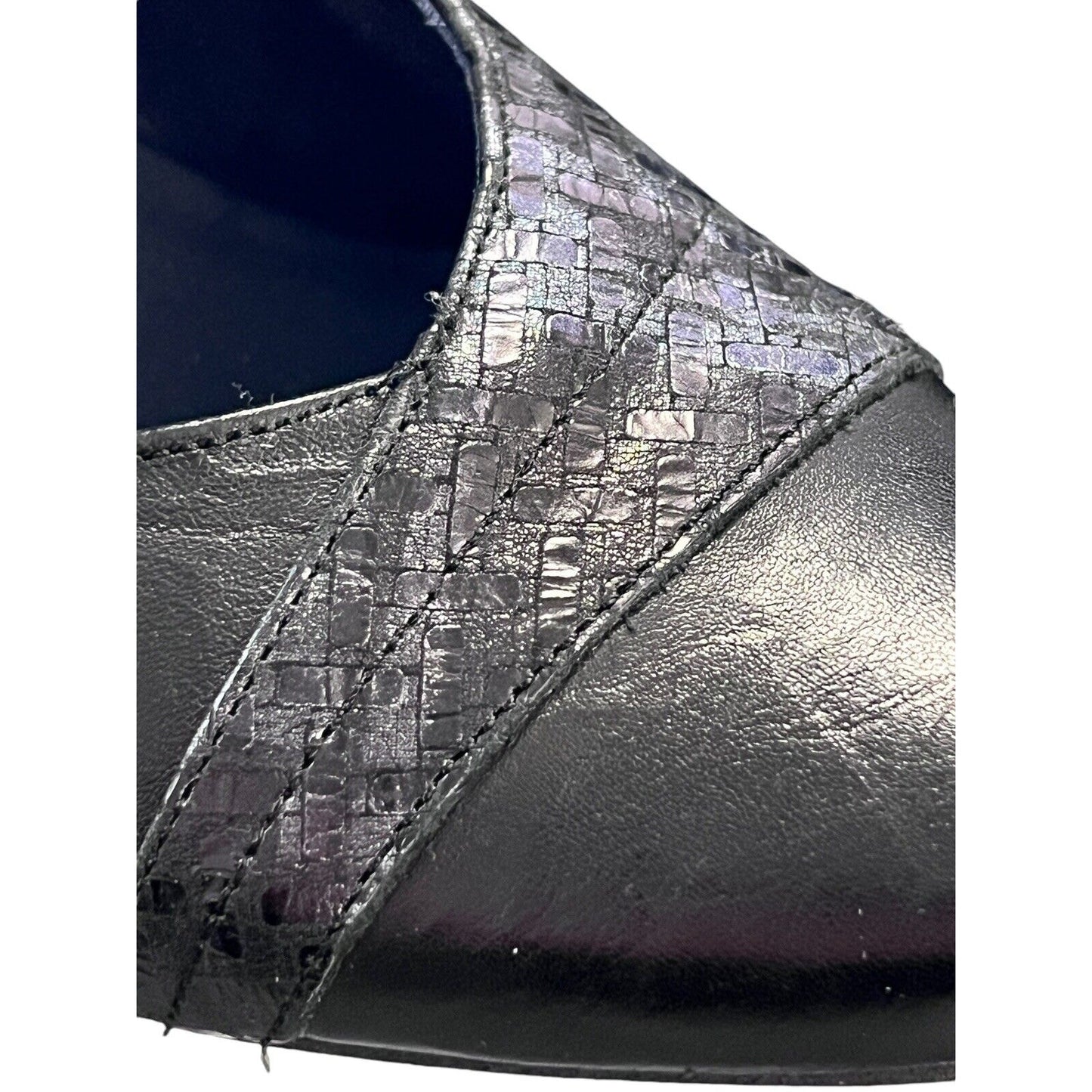 Size 8 (38) Women’s DorKinG Mary Jane’s Metallic Pewter Navy Shoes Heels