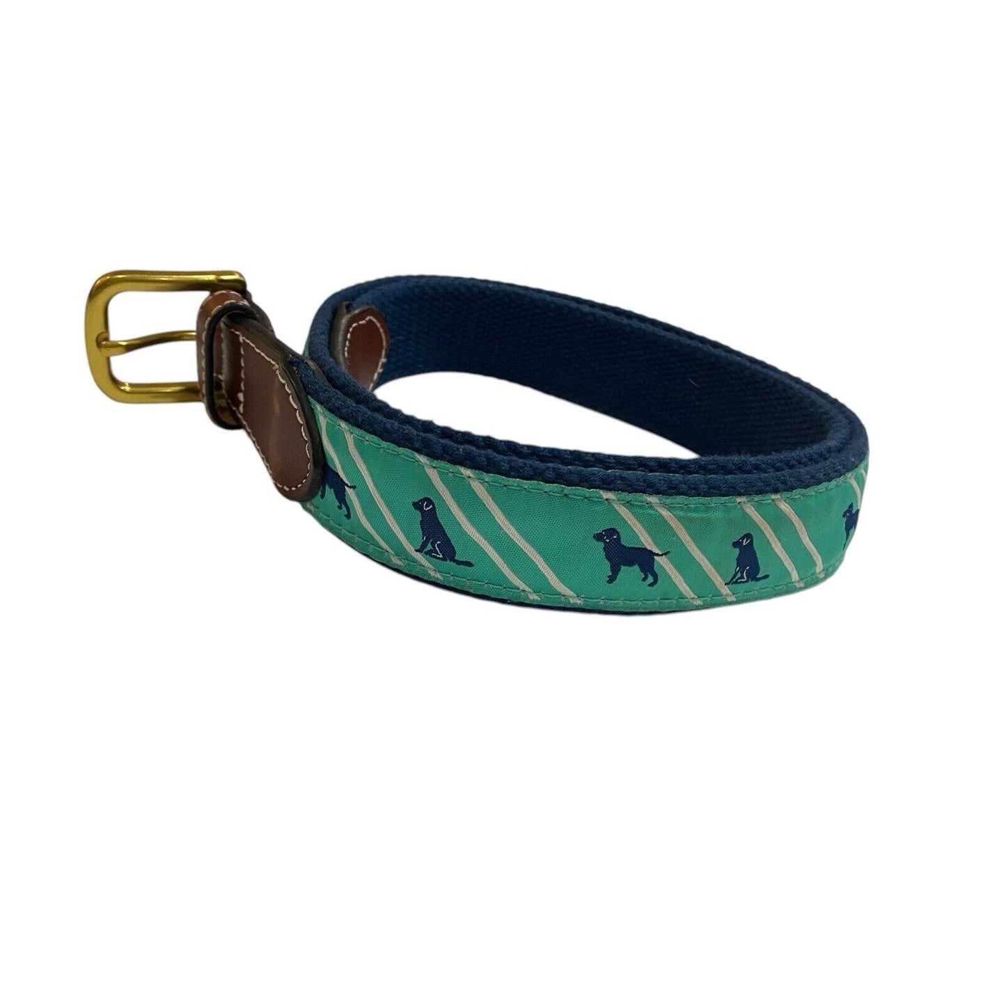 Simply Southern Brass Color Buckle Brown Leather Lab Dog Belt Classic Preppy 36