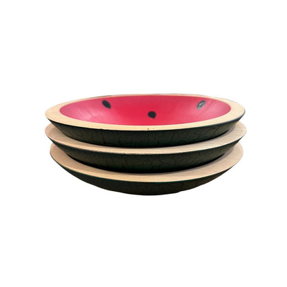 CWP Wayland NY. Hand Turned Wooden Bowl Watermelon Handpainted 7” Set Of 3