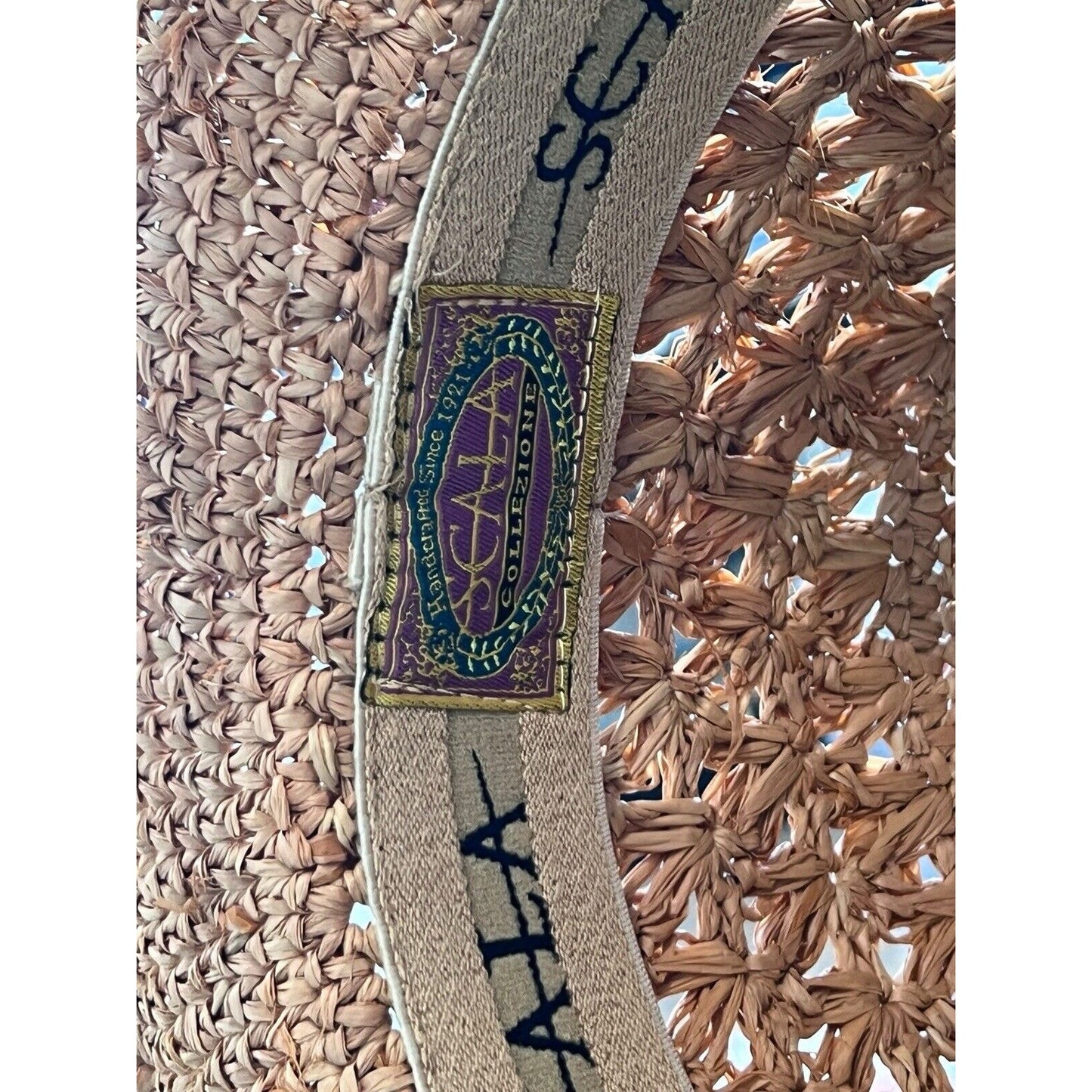 Women's Scala Crochet Straw Raffia 4" Brim Sun Floppy Hat Palmetto Tree Beads