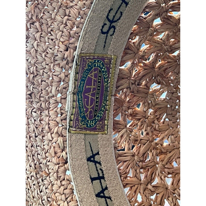 Women's Scala Crochet Straw Raffia 4" Brim Sun Floppy Hat Palmetto Tree Beads