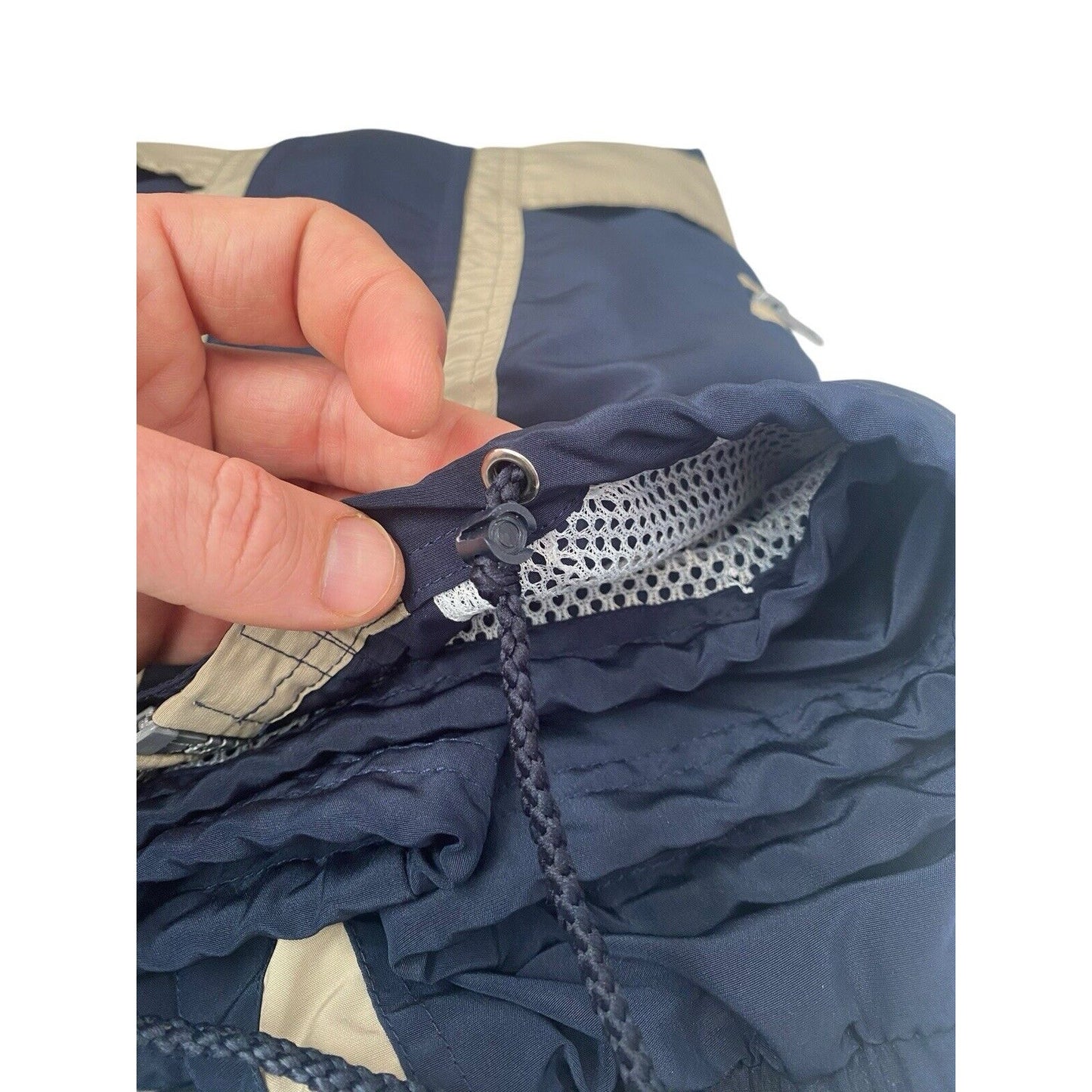 Vangelis Sports Wear Mens Windbreaker Size Large Full Zip Lined Blue Tan Jacket