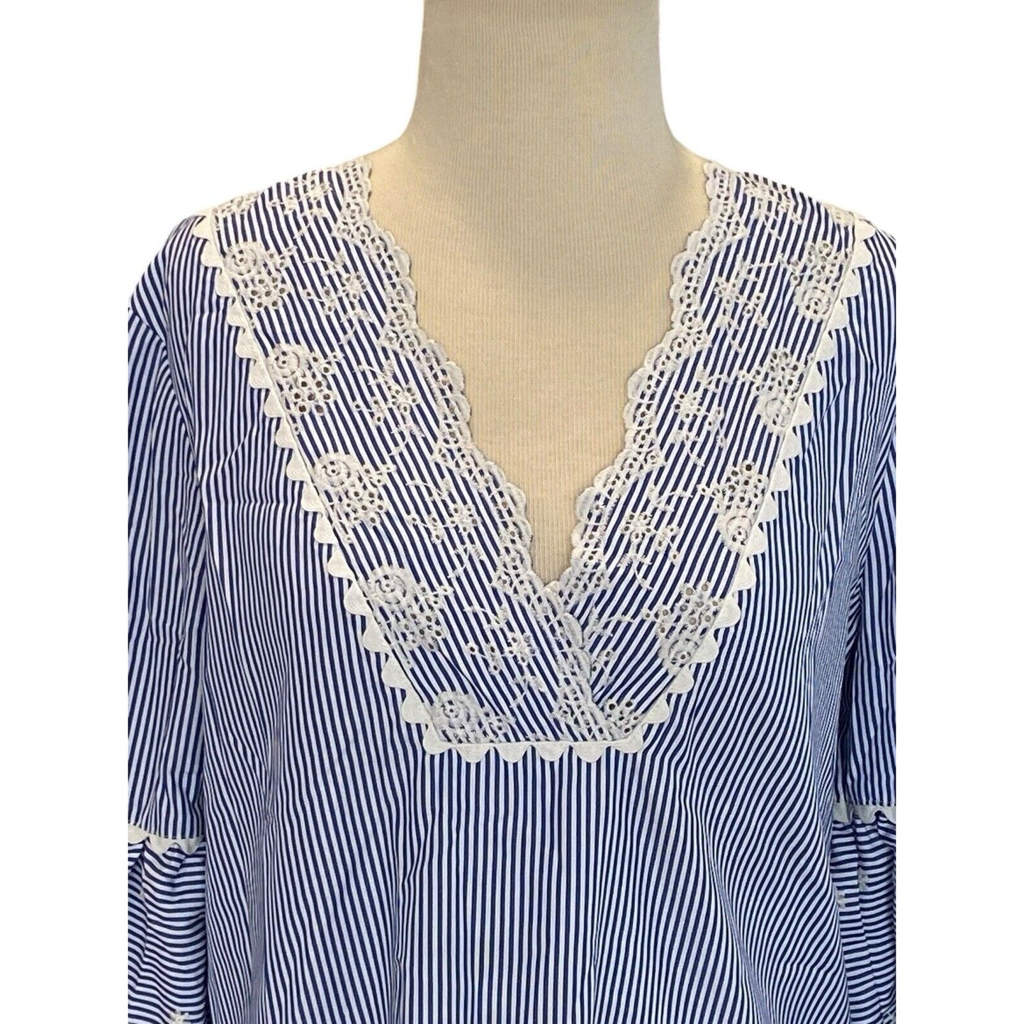 Size Small Laundry by Shelli Segal Womens Coastal Preppy Striped Dress Lace