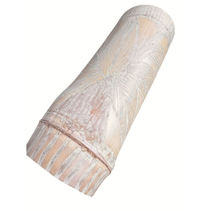 LARGE Vintage Hand Carved Wooden Bamboo Dry Flower Vase 8” Natural