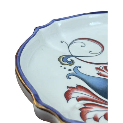 Italian Earthenware Floral Ceramic Glazed Handpainted Serving Dish Platter Italy