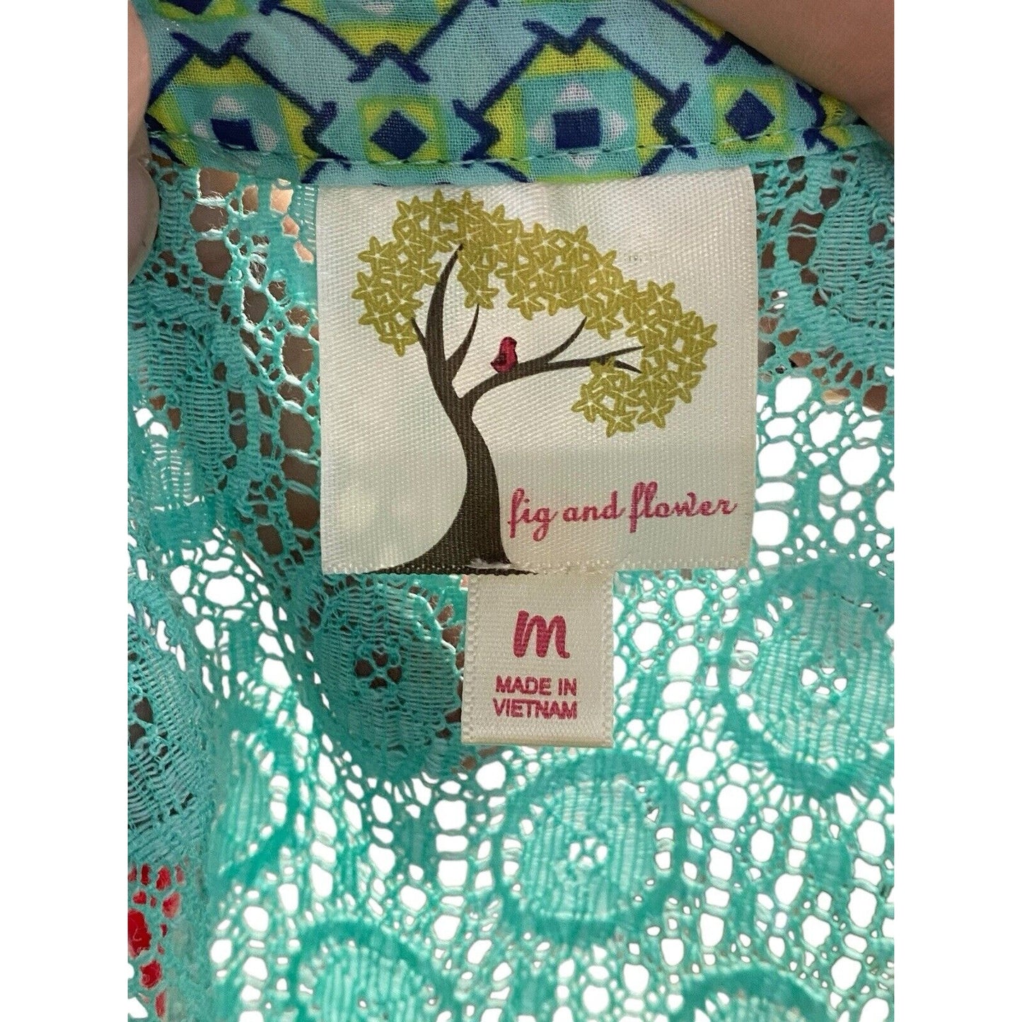 Size M Anthropologie Fig and Flower Floral Lace Boho Peasant Top Blouse Shirt Tu