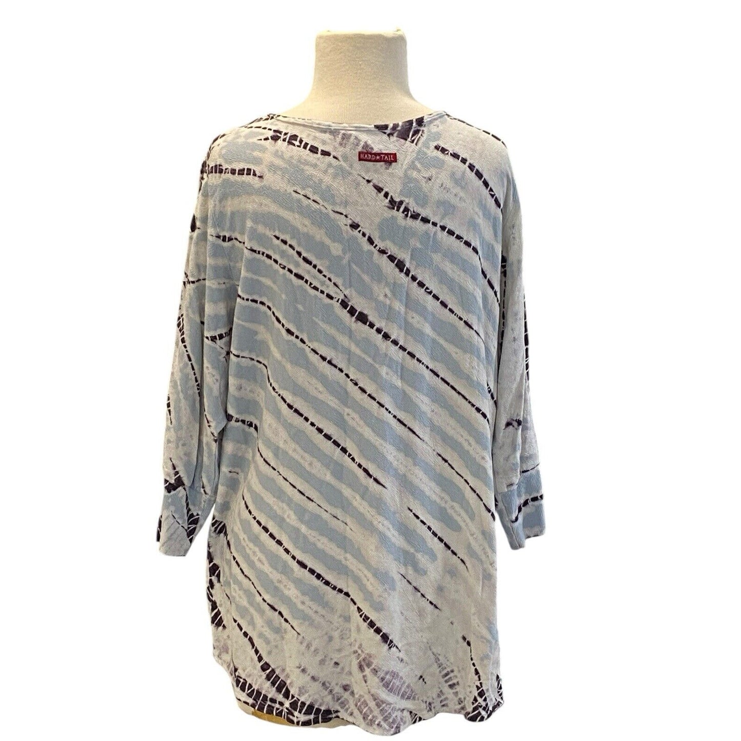 Size Small Hard Tail Forever Boho Tie Dye Tunic Top Blue EUC Horizontal Stripe
