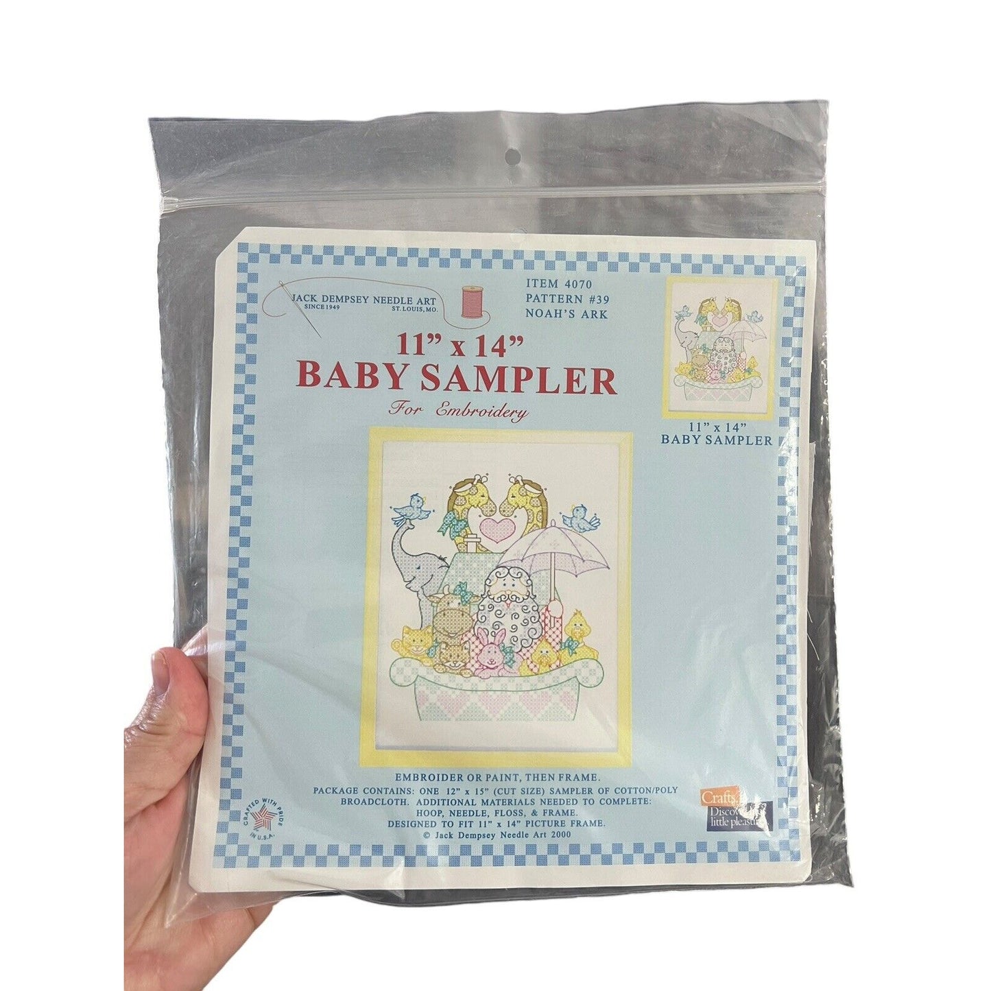 Jack Dempsey Stamped Baby Sampler 11"X14" Noah's Ark 4070 Pattern #39