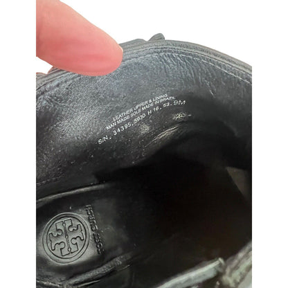 Tory Burch Brooke Black Ankle Wedge Woman Boots Size 9 EUC Pebbled Leather