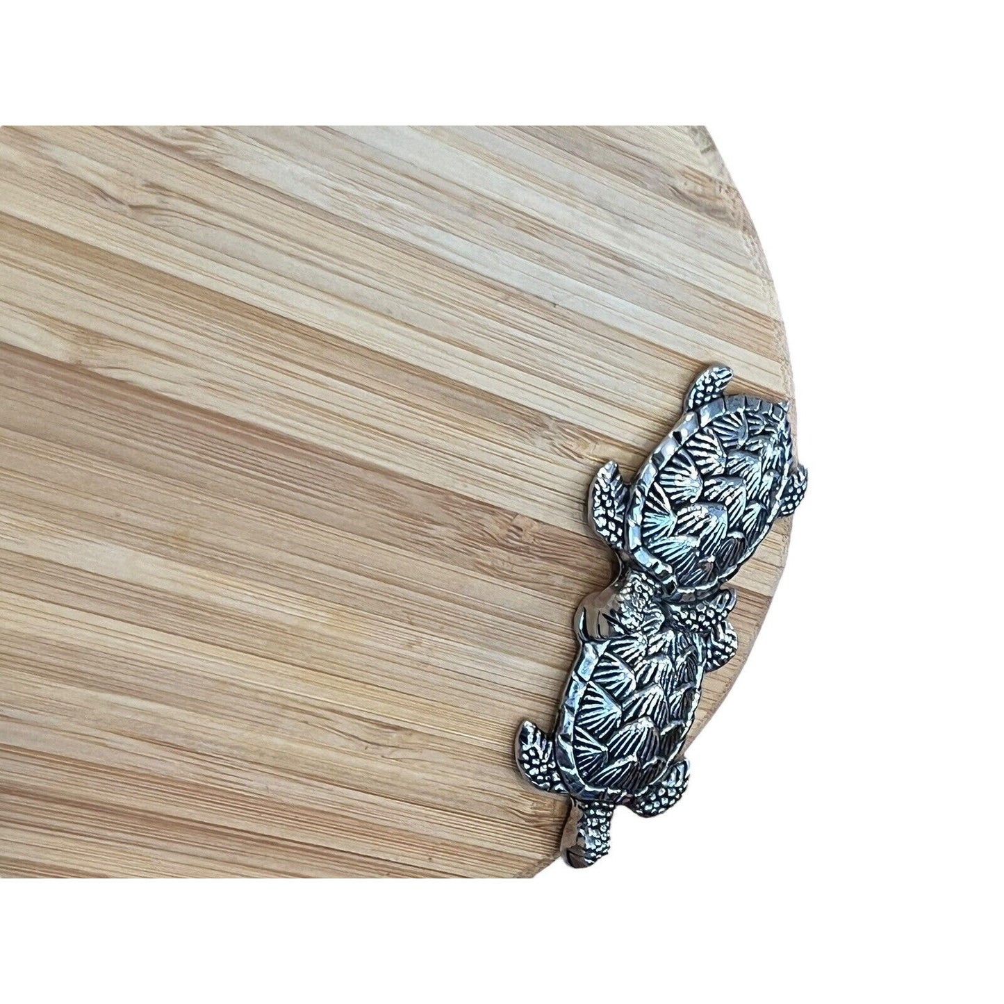 Mudpie Long Turtle Wood Board Set 10” X 6.5” with Small Fork