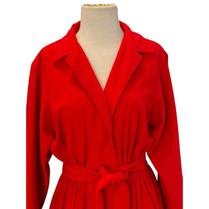 Vintage Bloomingdales Red Trench Style Robe Belt One Size Collared Shirt Style