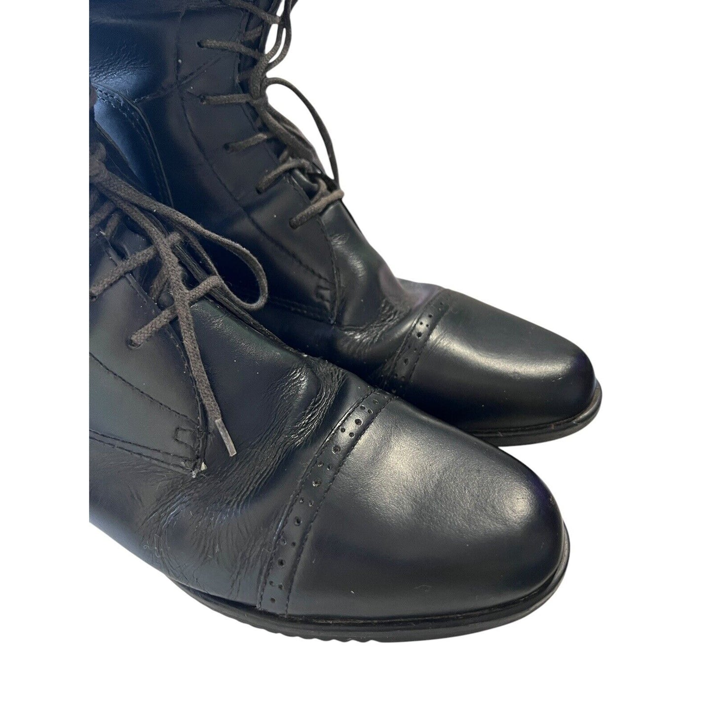 Amazonas Black Leather Lace Pull On Equestrian Riding Boots Size 7 R